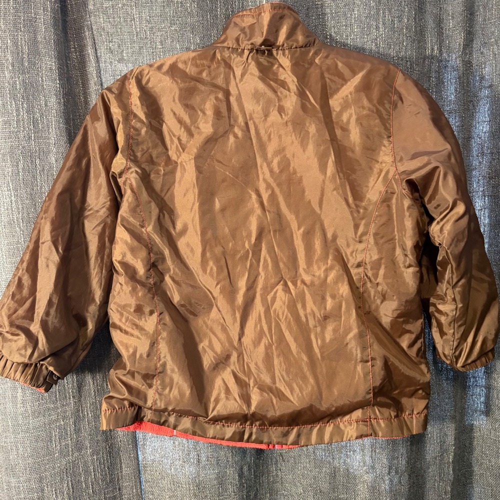 OshKosh B'gosh Reversible Zipper Jacket Pink Brown Fleece Windbreaker (Girls 6x) - Picture 8 of 10